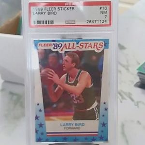 PSA 7 1989 FLEER STICKER LARRY BIRD #10